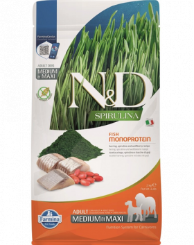 FARMINA N&amp;D Spirulina Adult Medium&amp;Maxi Herring &amp; Wolfberry 2 kg Hrana pentru caine cu hering si spirulina