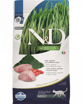 FARMINA N&amp;D Spirulina Cat Adult Lamb &amp; Wolfberry 1,5 kg Hrana uscata pisici, cu miel si spirulina