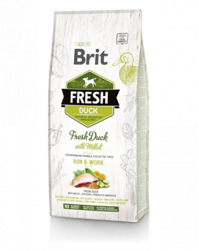 BRIT Fresh Active Run&amp;Work hrana uscata caini adulti activi, rata si mei 2 x 12 kg + FLEXI New Comfort L Tape 8 m GRATIS