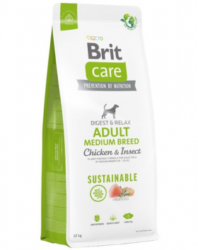 BRIT Care Sustainable Adult Medium Breed Hrana uscata caine talie medie, cu pui si insecte 12+2 kg