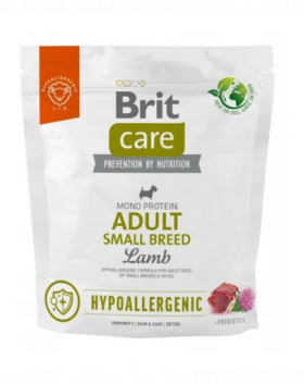 BRIT CARE Hypoallergenic Adult Small Breed Lamb 1kg hrana caini adulti de rasa mica, cu miel