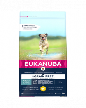 EUKANUBA Adult Grain Free S/M rase medii/mari 3 kg hrana caini adulti