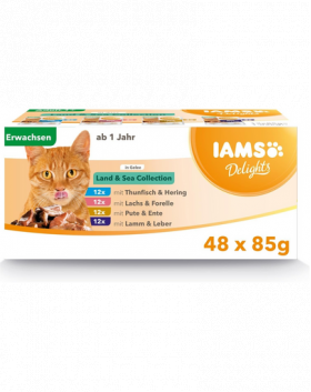 IAMS Cat Delights Adult All Breeds Land&amp;Sea In Jelly Pouch 48 X 85 g