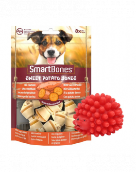 SMART BONES Mini Recompense caini talie mica, cu cartofi dulci x 2 + minge GRATIS