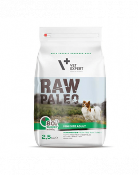 VETEXPERT RAW PALEO Adult Mini curcan 2,5 kg caini adulti talie mica