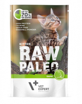 VETEXPERT RAW PALEO Kitten hrana pui pisica 100 g cu vanat