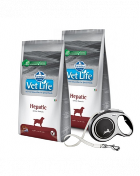 FARMINA Vet Life Dog Hepatic 2x12 kg hrana caini cu afectiuni hepatice + FLEXI New Comfort L Tape 8 m GRATIS