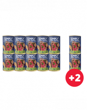 SIMPLY FROM NATURE pachet conserve hrana caini, vanat si hrisca 10 x 400 g + 2 conserve GRATIS