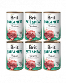 BRIT Pate&amp;Meat venison 6 x 400 g Hrana umeda caini adulti, cu vanat