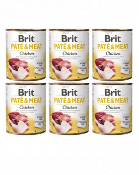 BRIT Pate&amp;Meat chicken 6 x 800 g Hrana pentru caini adulti, pateu cu pui