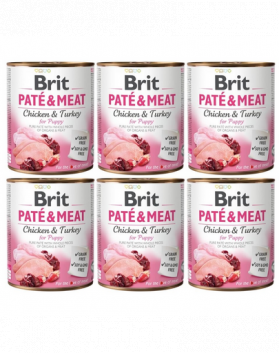 BRIT Pate&amp;Meat puppy 6 x 800 g Hrana umeda pentru catei, pateu cu pasare