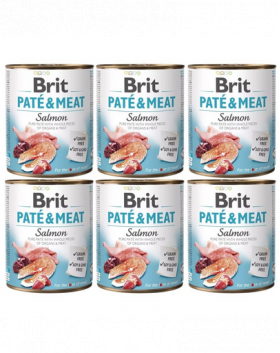 BRIT Pate&amp;Meat salmon 6 x 800 g Hrana umeda caine adult, cu somon