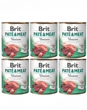 BRIT Pate&amp;Meat venison 6 x 800 g Conserva pentru caine, cu vanat