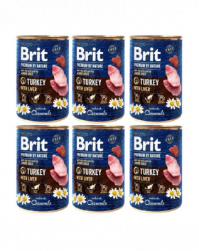 BRIT Premium by Nature Junior Turkey and liver 6x400 g set hrana umeda catelusi, curcan si ficat