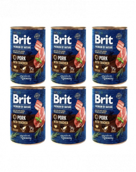 BRIT Premium by Nature 6x400 g set conserve hrana caini, porc si esofag