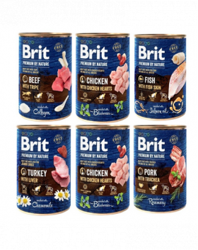 BRIT Premium by Nature Mix arome 6x400 g mancare naturala pentru caini