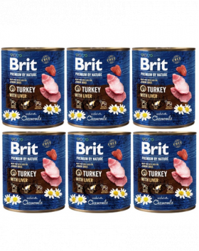 BRIT Premium by Nature Turkey with Liver 6x800 g mancare catei, curcan si ficat