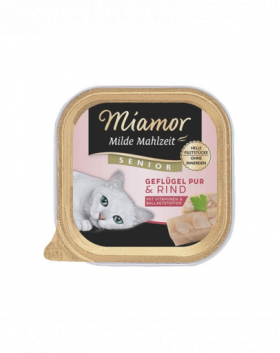 MIAMOR Milde Mahlzeit Senior Poultry Pure&amp;Beef 100g pasare si vita, hrana pisica senior