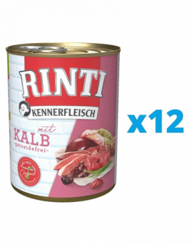 RINTI Kennerfleisch Veal Hrana umeda caini, cu vitel 12 x 800 g