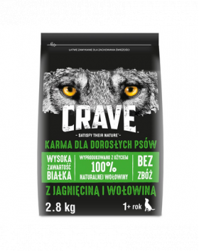 CRAVE Hrana uscata fara cereale cu miel si carne de vita pentru cainii adulti 3 x 2,8 kg