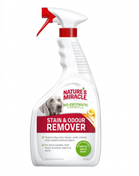 NATURE'S MIRACLE Stain&amp;Odour Remover Dog melon Spay indepartare miros si pete caini, parfum pepene 946 ml