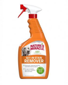 NATURE'S MIRACLE SET-IN OXY Stain&amp;Odour Remover Dog Spray impotriva petelor si mirosurilor, caini 709 ml