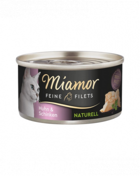 MIAMOR Feine Filets Naturell Chicken&amp;Ham 80g pui si sunca in sos propriu, hrana pisica