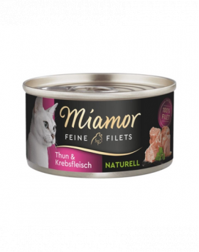 MIAMOR Feine Filets Naturell Tuna&amp;Crab 80g ton si crab in sos propriu, hrana pisica