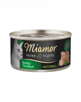 MIAMOR Feine Filets Naturell Bonito Tuna 80g ton Bonito in sos propriu, hrana pisica