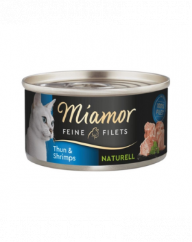 MIAMOR Feine Filets Naturell Tuna&amp;Shrimps 80g ton si creveti in sos propriu, hrana pisica