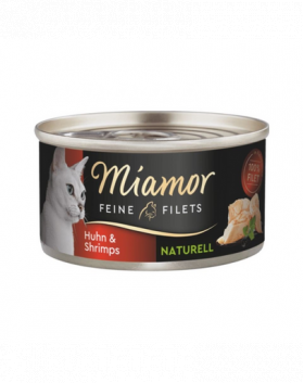 MIAMOR Feine Filets Naturell Chicken&amp;Shrimps 80g pui si creveti in sos propriu, hrana pisici