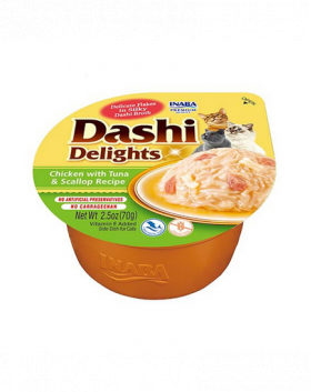 INABA Cat Dashi Delights mancare pisici 70 g pui, ton si scoici