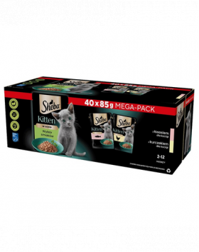 SHEBA Kitten Hrana umeda pentru pisoi 40x85 g cu somon si pui in sos