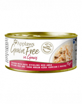 APPLAWS Cat Tin Grain Free mancare pentru pisici, cu pui si rata in sos 70g