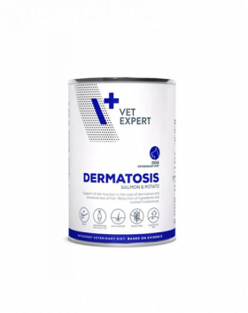 VET EXPERT Veterinary Diet Dog Dermatosis Salmon&amp;Potato 400 g hrana umeda veterinara pentru caini