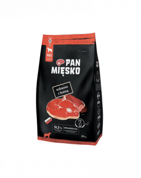 PAN MIĘSKO Sac hrana caini talie mica, cu vita si capra 20kg