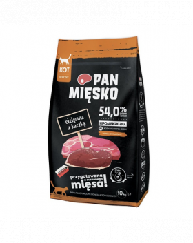 PAN MIĘSKO Hrana caini adulti talie medie, cu rata si vitel 10kg