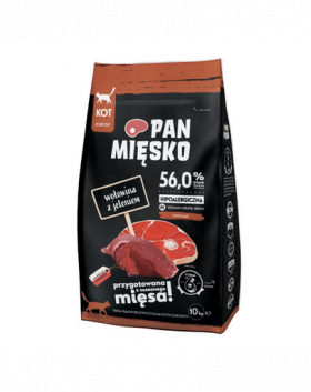 PAN MIĘSKO Hrana uscata pisici adulte, cu vita si vanat M 10kg