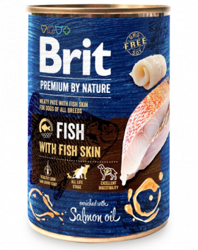 BRIT Premium by Nature Fish&amp;Fish Skin 400 g Conserva hrana pentru caini,cu peste si pui