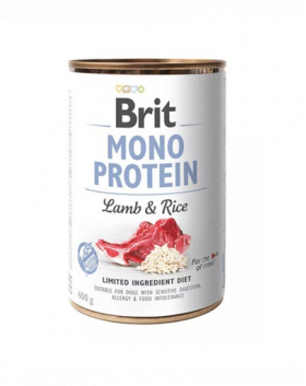 BRIT Mono Protein Lamb &amp; Rice 400 g Conserva caine, cu miel si orez