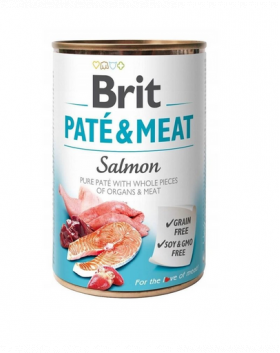 BRIT Pate&amp;Meat salmon 400 g Conserva hrana umeda caini, cu somon