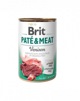 BRIT Pate&amp;Meat venison 400 g Hrana umeda caini adulti, cu vanat