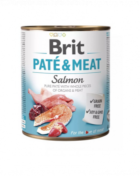 BRIT Pate&amp;Meat salmon 800 g Hrana umeda caine adult, cu somon