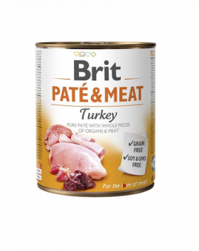 BRIT Pate&amp;Meat turkey 800 g Conserva pateu pentru caini, cu curcan