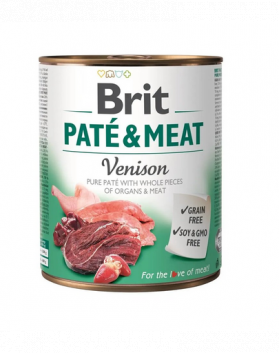 BRIT Pate&amp;Meat venison 800 g Conserva pentru caine, cu vanat