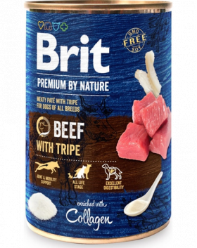 BRIT Premium by Nature Beef and tripes 400 g Conserva hrana umeda caini, cu vita si maruntaie