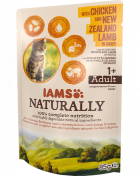 IAMS Naturally - Hrană umedă pentru pisici - pui și miel de Noua Zeelandă - 85 g