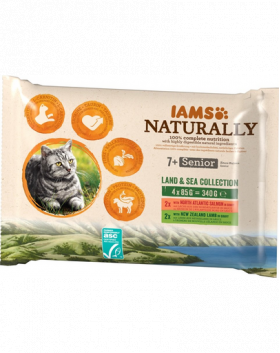 IAMS IAMS Naturally Senior Land &amp; sea collection set amestec hrana umeda pisici senior 4 x 85 g