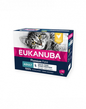 EUKANUBA Grain Free Adult Pateu monoproteic Pui 12 x 85 g