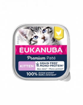 EUKANUBA Grain Free Kitten Pateu monoproteic pentru pisoi Pui 16 x 85 g